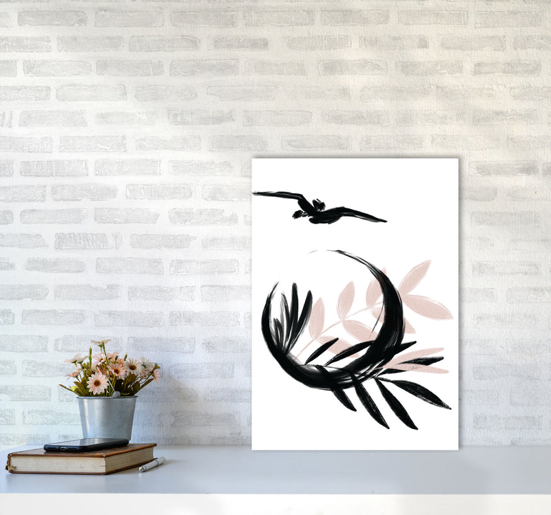 Delicate Floral Moon 08 Art Print by Pixy Paper A2 Black Frame