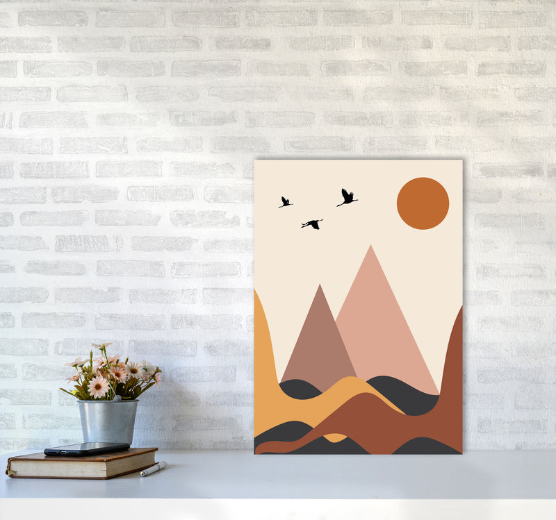 Autumn Mountains abstract Art Print by Pixy Paper A2 Black Frame