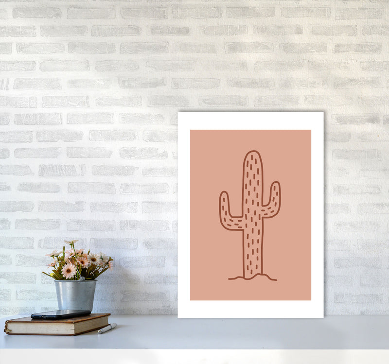 Autumn Warm Cactus abstract Art Print by Pixy Paper A2 Black Frame