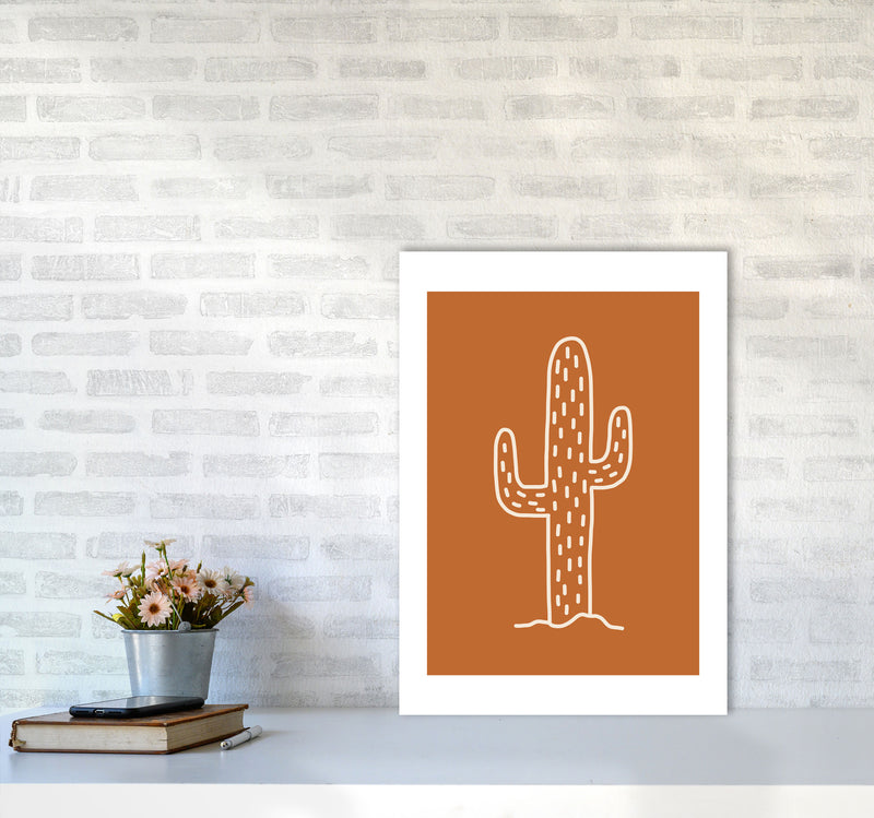 Autumn Cactus Burnt Orange abstract Art Print by Pixy Paper A2 Black Frame