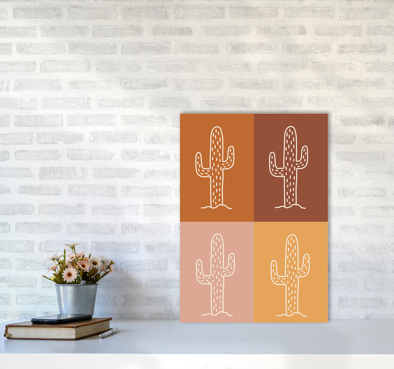 Autumn Cactus Mix abstract Art Print by Pixy Paper A2 Black Frame