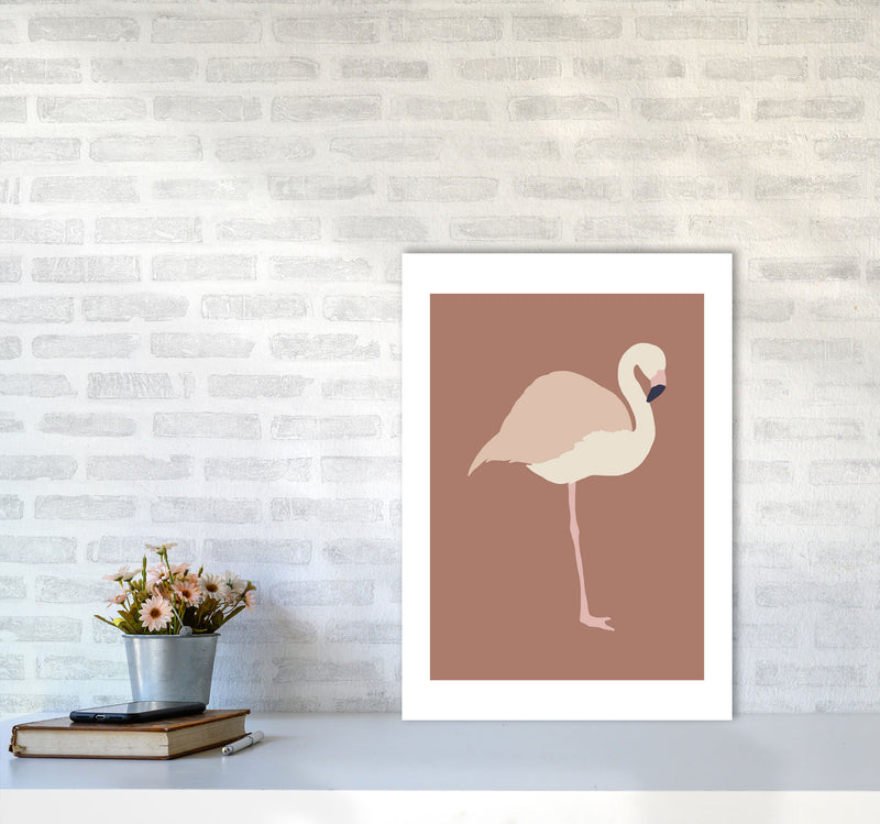 Autumn Flamingo abstract Art Print by Pixy Paper A2 Black Frame