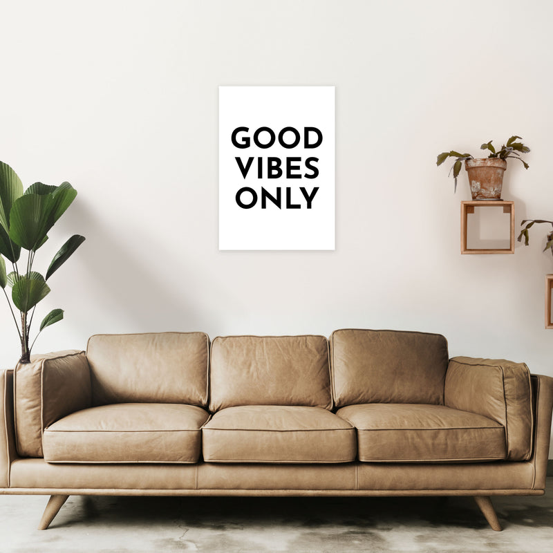 Good Vibes Only Typography Art Print by Pixy Paper A2 Black Frame