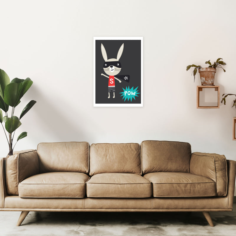 Superhero bunny Art Print by Pixy Paper A2 Black Frame