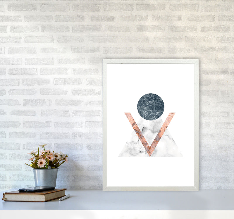 Marble Triangle Abstract Modern Print A2 Oak Frame