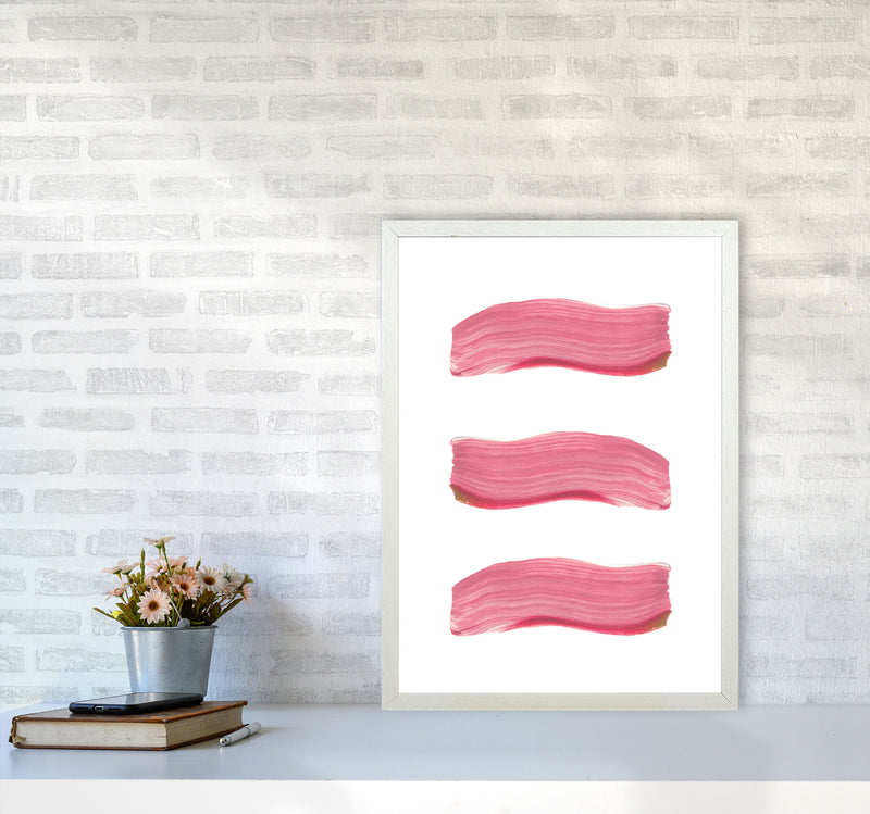 Light Pink Abstract Paint Strokes Modern Print A2 Oak Frame