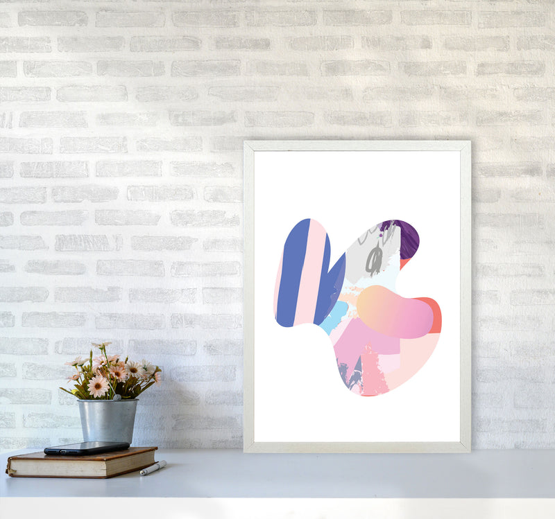 Pink Abstract Butterfly Shape Modern Print A2 Oak Frame