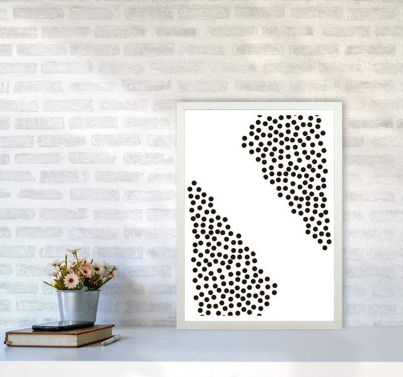 Black Corner Polka Dots Abstract Modern Print A2 Oak Frame