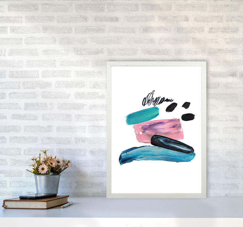Pink And Teal Abstract Artboard Modern Print A2 Oak Frame