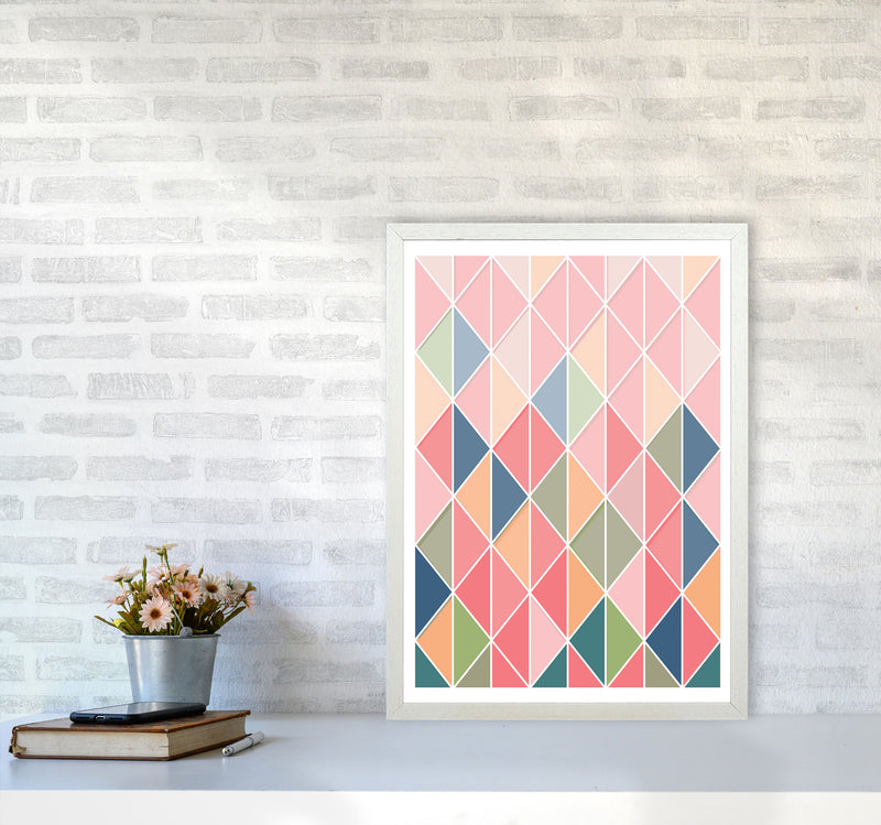 Full Colour Abstract Geo Modern Print A2 Oak Frame
