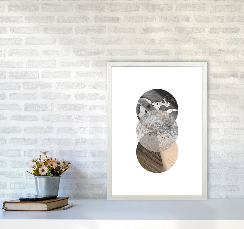 Sand, Glass And Shadow Abstract Circles Modern Print A2 Oak Frame