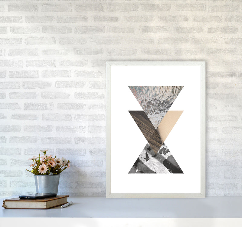 Sand, Glass And Shadow Abstract Triangles Modern Print A2 Oak Frame