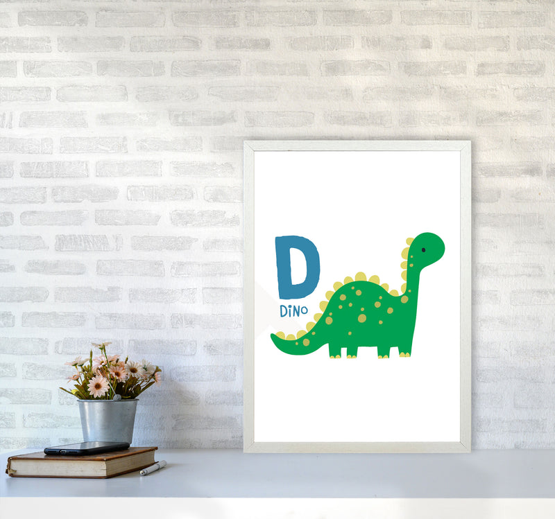 Alphabet Animals, D Is For Dino Framed Nursey Wall Art Print A2 Oak Frame