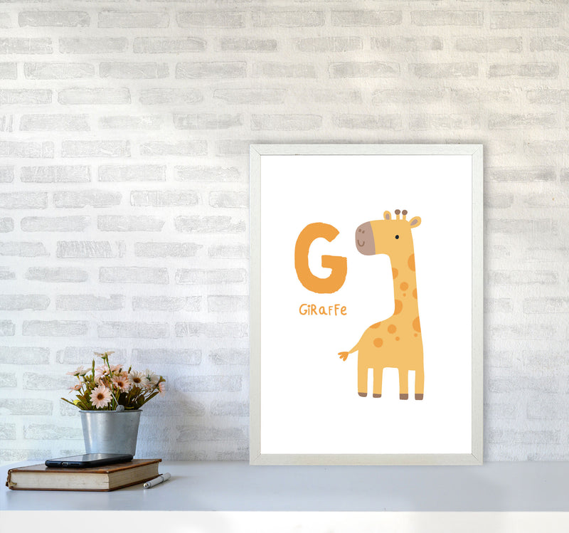 Alphabet Animals, G Is For Giraffe Framed Nursey Wall Art Print A2 Oak Frame