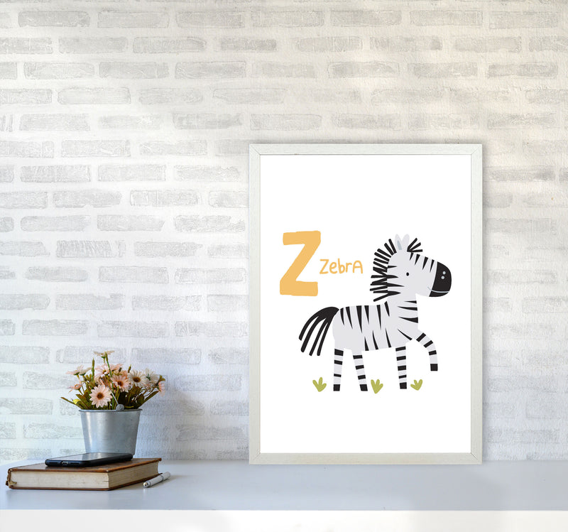 Alphabet Animals, Z Is For Zebra Framed Nursey Wall Art Print A2 Oak Frame
