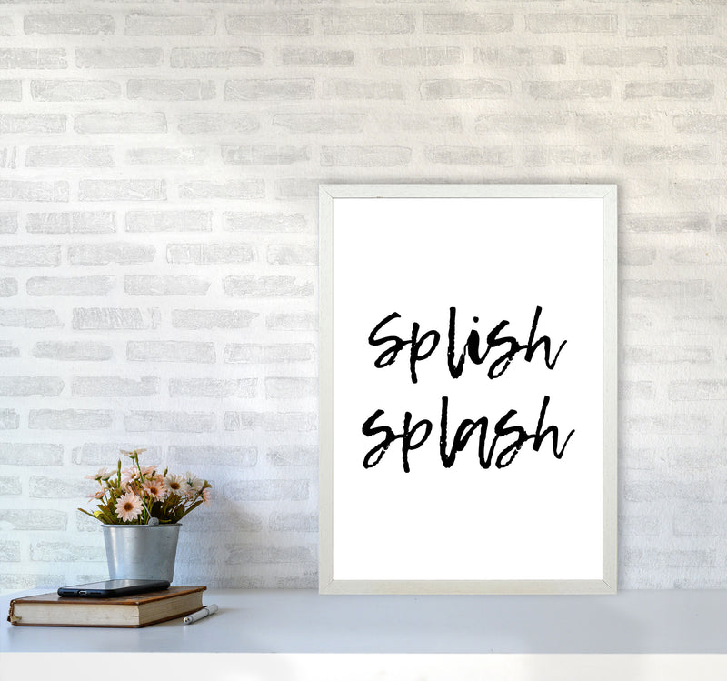 Splish Splash, Bathroom Modern Print, Framed Bathroom Wall Art A2 Oak Frame