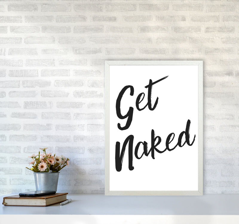 Get Naked 2, Bathroom Modern Print, Framed Bathroom Wall Art A2 Oak Frame