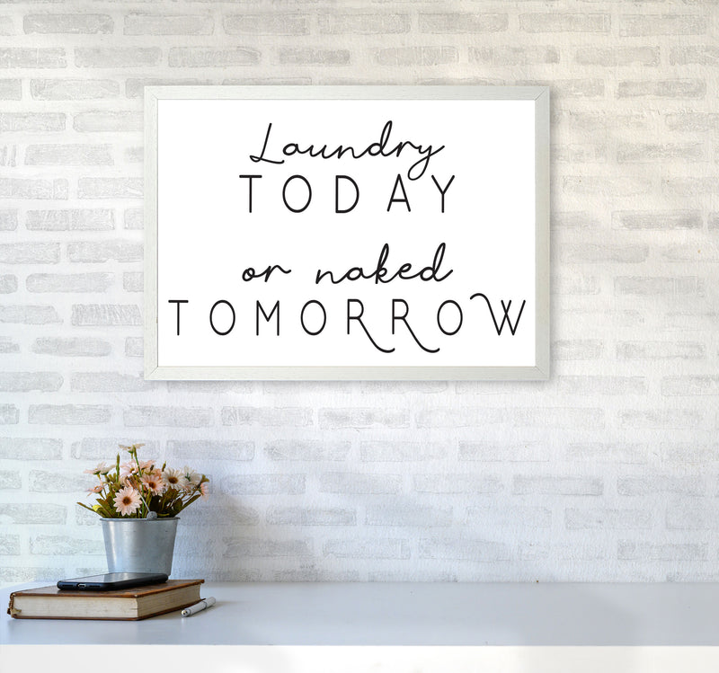 Laundry Today Landscape, Bathroom Modern Print, Framed Bathroom Wall Art A2 Oak Frame