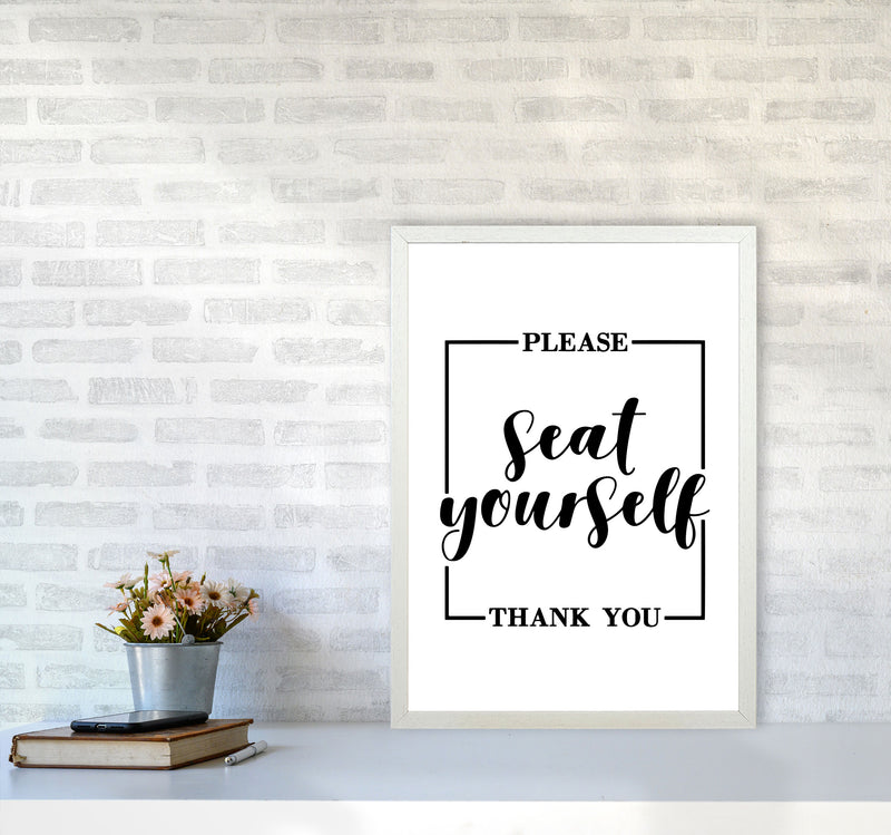 Seat Yourself, Bathroom Modern Print, Framed Bathroom Wall Art A2 Oak Frame