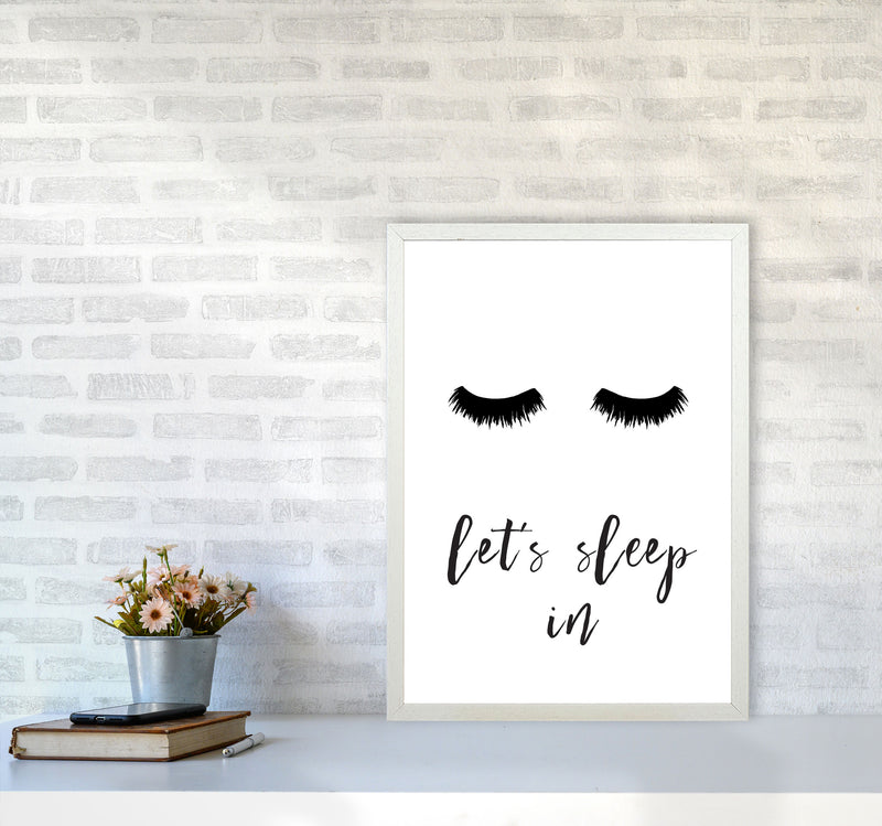 Lets Sleep In Lashes Framed Typography Wall Art Print A2 Oak Frame