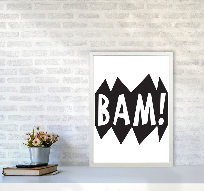 BAM! Black Framed Nursey Wall Art Print A2 Oak Frame