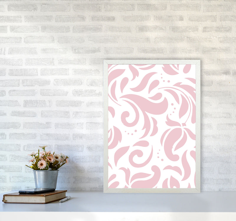 Pink Floral Pattern Modern Print A2 Oak Frame