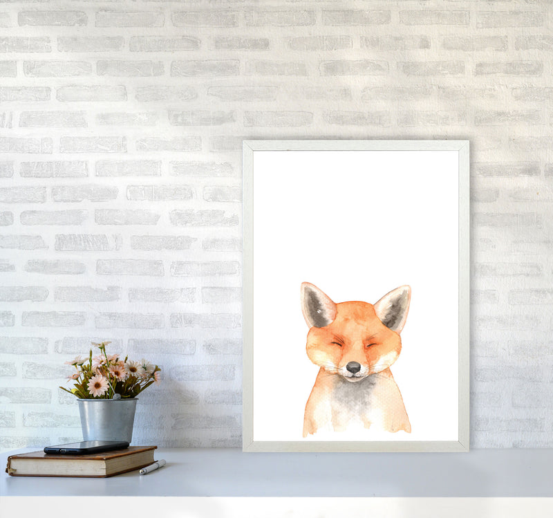 Forest Friends, Cute Fox Modern Print Animal Art Print A2 Oak Frame