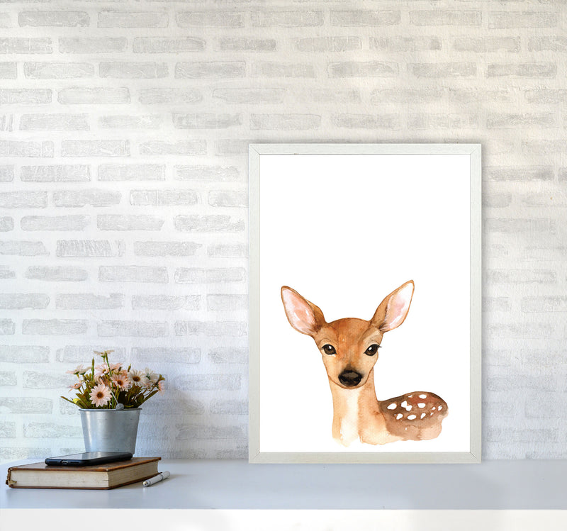 Forest Friends, Cute Deer Modern Print Animal Art Print A2 Oak Frame