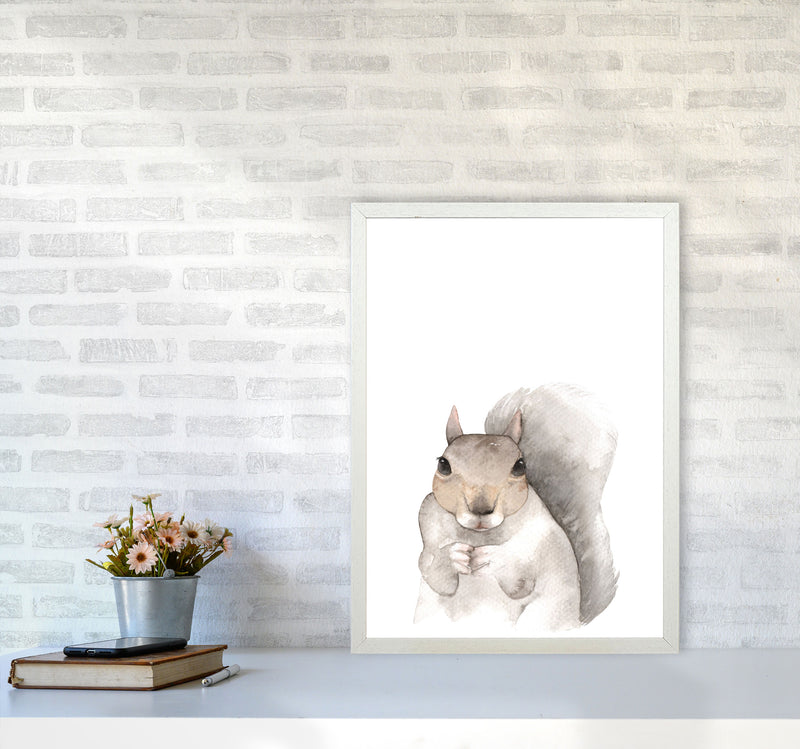 Forest Friends, Cute Squirrel Modern Print Animal Art Print A2 Oak Frame