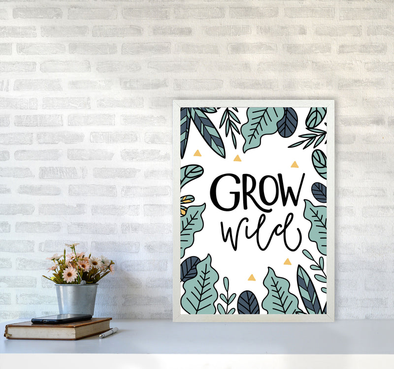 Grow Wild Floral Modern Print, Framed Kitchen Wall Art A2 Oak Frame