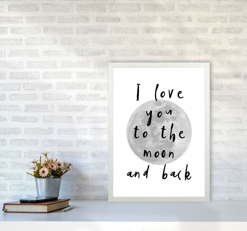 I Love You To The Moon And Back Black Framed Typography Wall Art Print A2 Oak Frame