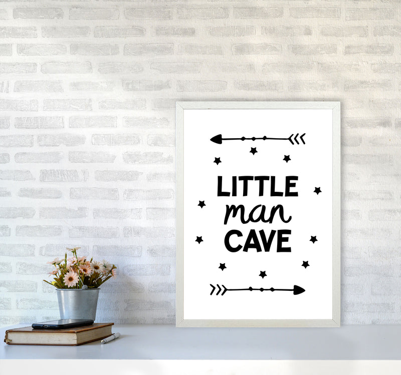 Little Man Cave Black Arrows Framed Nursey Wall Art Print A2 Oak Frame
