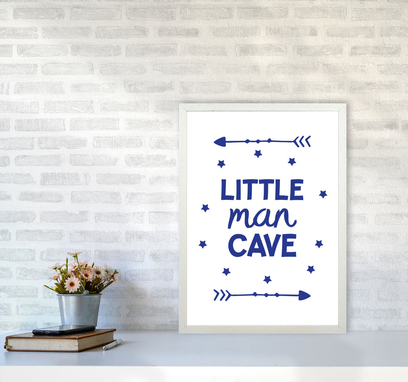 Little Man Cave Navy Arrows Framed Nursey Wall Art Print A2 Oak Frame