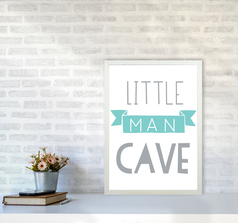 Little Man Cave Mint Banner Framed Nursey Wall Art Print A2 Oak Frame