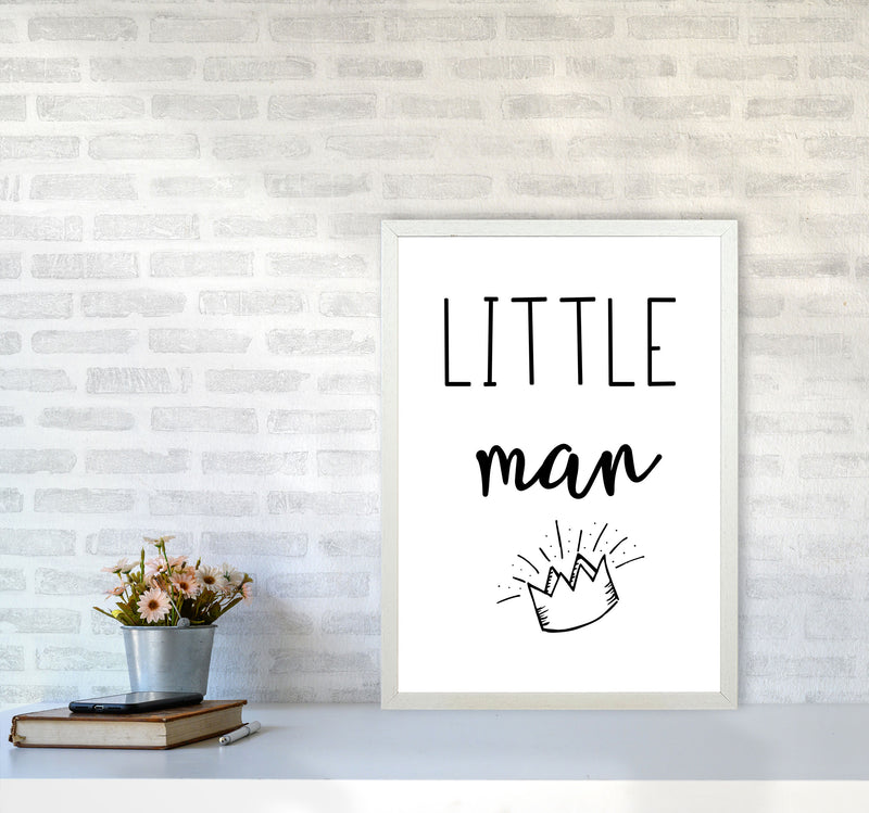 Little Man Crown Framed Nursey Wall Art Print A2 Oak Frame