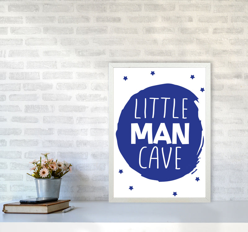 Little Man Cave Navy Circle Framed Nursey Wall Art Print A2 Oak Frame
