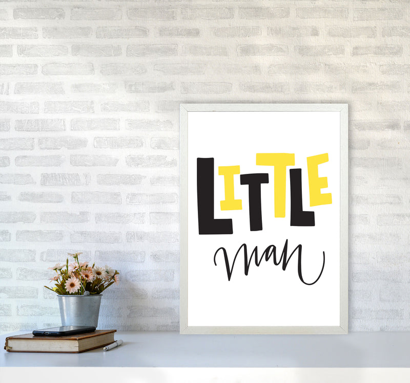 Little Man Yellow And Black Framed Nursey Wall Art Print A2 Oak Frame