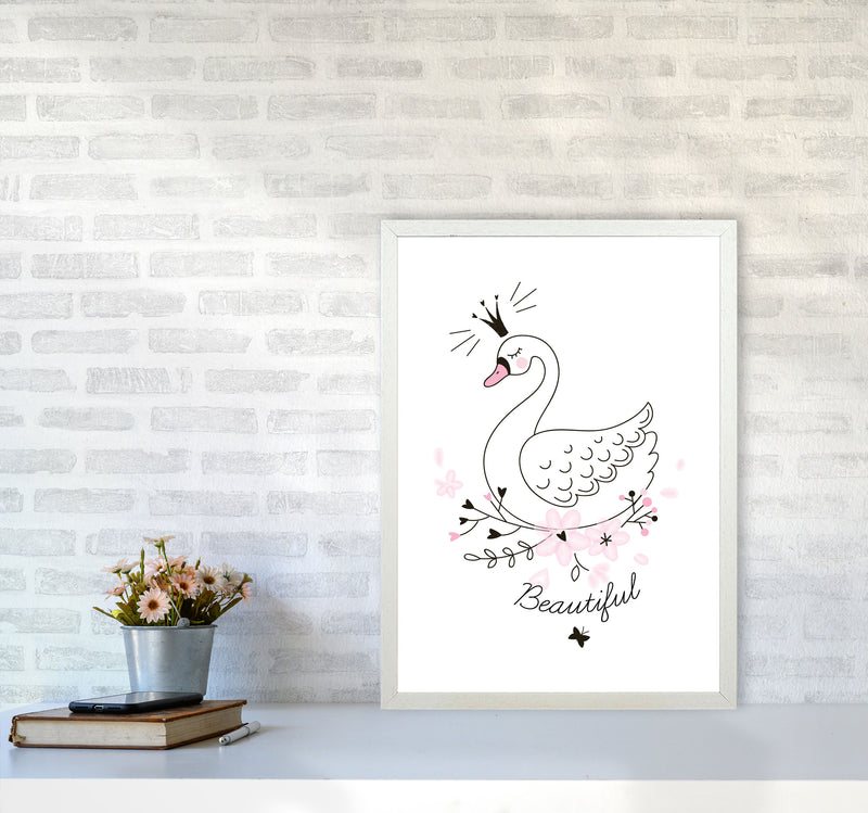 Beautiful Swan Modern Print Animal Art Print A2 Oak Frame