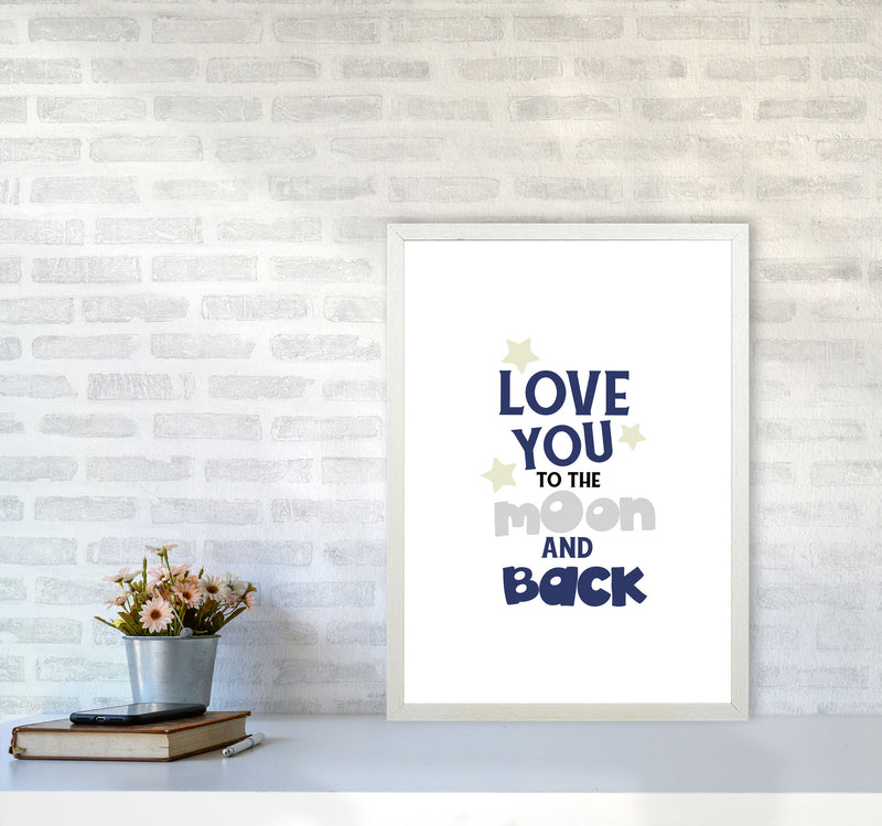 Love You To The Moon And Back Framed Typography Wall Art Print A2 Oak Frame