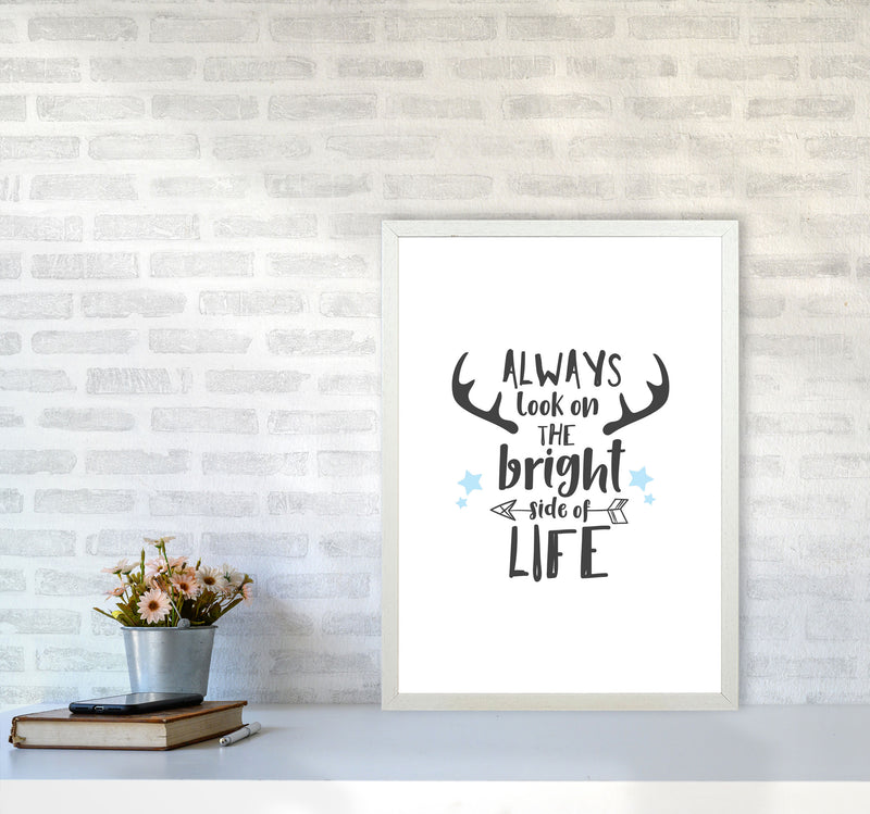Bright Side Of Life Framed Typography Wall Art Print A2 Oak Frame