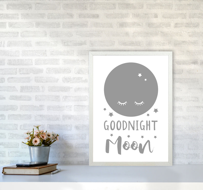 Goodnight Moon Grey Framed Nursey Wall Art Print A2 Oak Frame