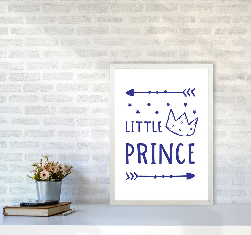 Little Prince Navy Framed Nursey Wall Art Print A2 Oak Frame