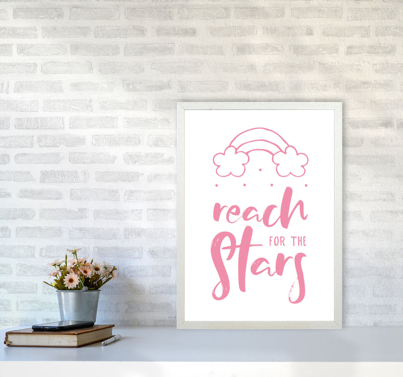 Reach For The Stars Pink Modern Print A2 Oak Frame
