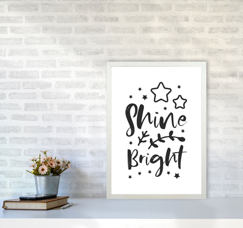 Shine Bright Black Framed Nursey Wall Art Print A2 Oak Frame