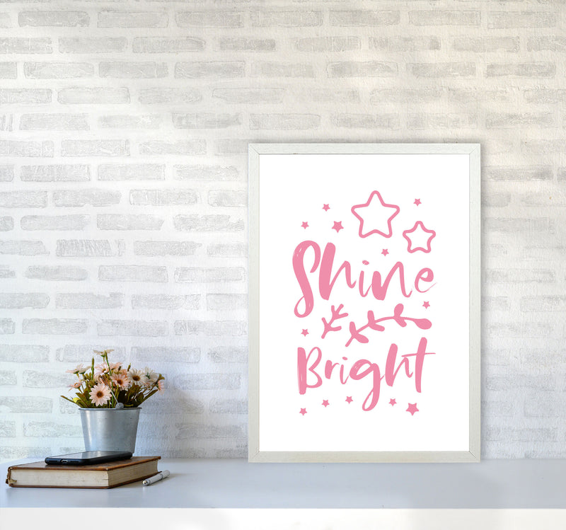 Shine Bright Pink Framed Nursey Wall Art Print A2 Oak Frame
