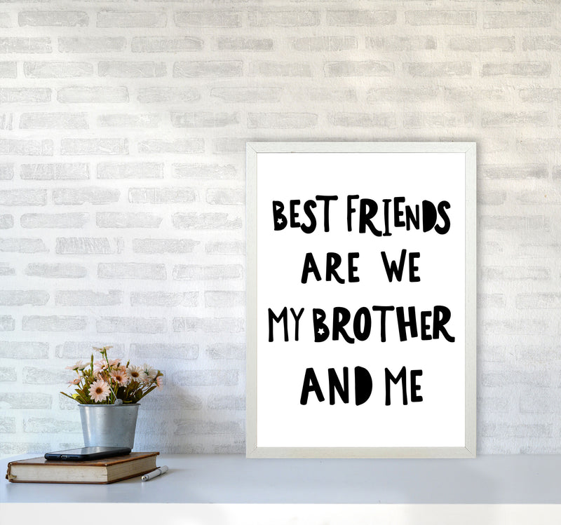 Brother Best Friends Black Framed Typography Wall Art Print A2 Oak Frame
