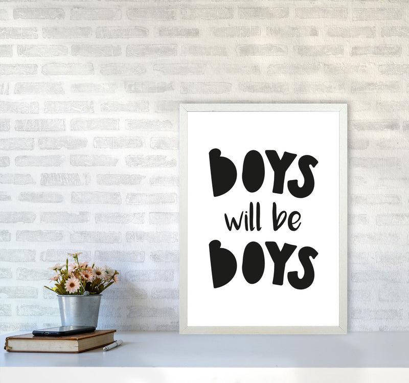 Boys Will Be Boys Framed Nursey Wall Art Print A2 Oak Frame