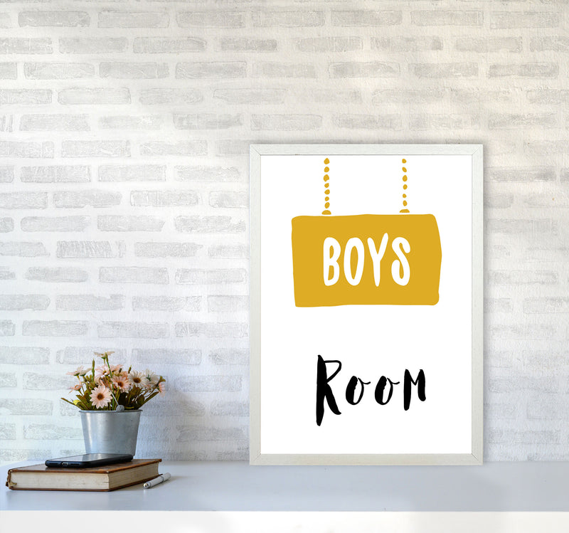 Boys Room Mustard Framed Nursey Wall Art Print A2 Oak Frame
