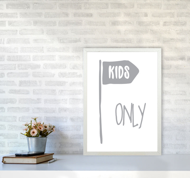Kids Only Grey Framed Nursey Wall Art Print A2 Oak Frame