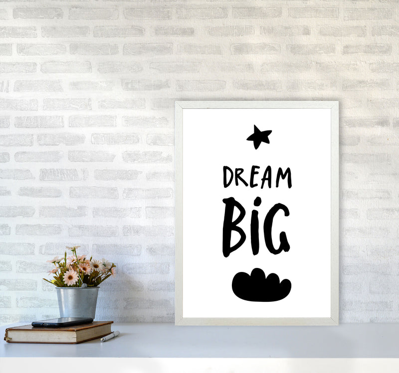 Dream Big Black Framed Typography Wall Art Print A2 Oak Frame